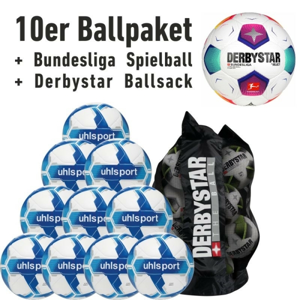 Uhlsport 10er Ballpaket Trainingsball ADDGLUE + Bundesliga Spielball