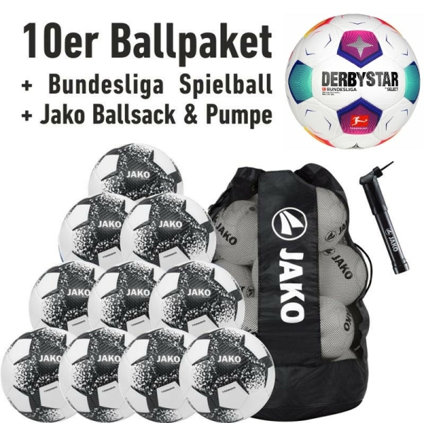Jako 10er Ballpaket Trainingsball Performance Gr. 5 + Bundesliga Spielball