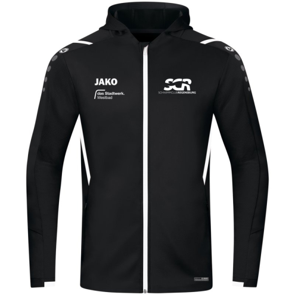 Schwimmclub Jako Trainingsjacke mit Kapuze schwarz/weiß Gr. M