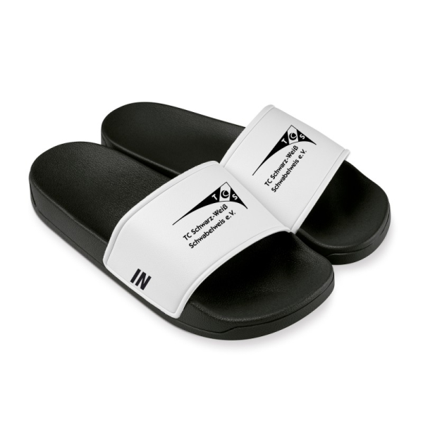 TC Schwabelweis Badeschlappen schwarz-weiß Gr. 46